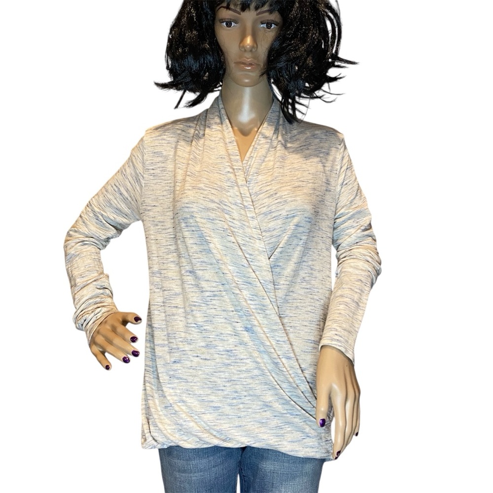 Anthropologie Saturday Sunday Elsa Blue Motif Marled Cross-Over Top Shirt Small